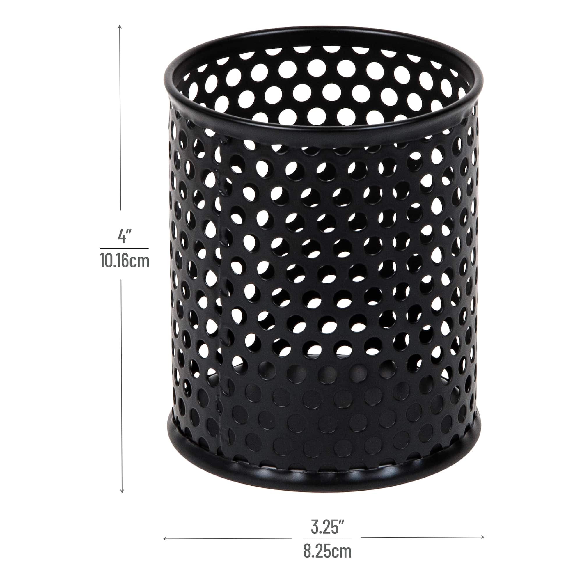 Mind Reader Metal Pen Cups, Mesh Pencil Holders, Desktop Organizer Set, Metal, Set of 3, Black